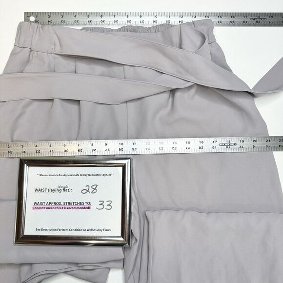 Lululemon Pants Women 10 Noir Wide Leg Ankle High Rise Gray Belted Flowy Coastal - Picture 8 of 12